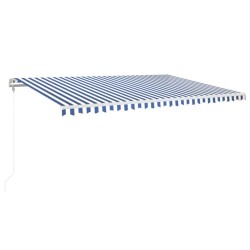 vidaXL Toldo automático LED sensor de viento azul y blanco 500x350 cm