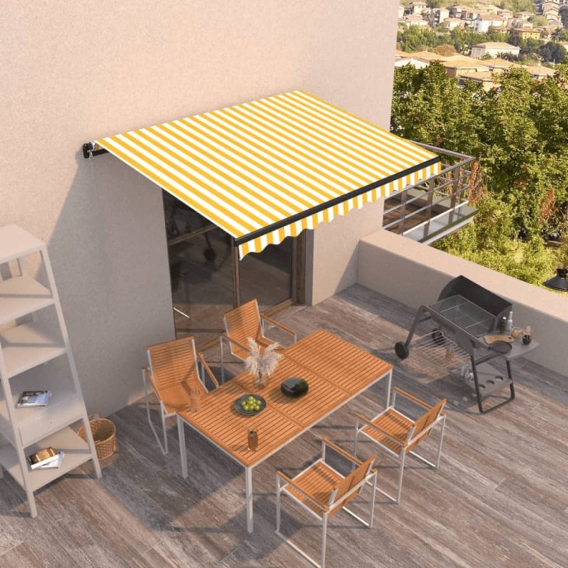 vidaXL Toldo retráctil manual amarillo y blanco 350x250 cm vidaXL Toldo retráctil manual amarillo y blanco 350x250 cm
