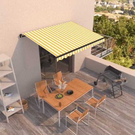 vidaXL Toldo retráctil manual amarillo y blanco 350x250 cm
