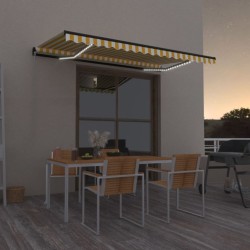 vidaXL Toldo manual retráctil con LED amarillo y blanco 400x350 m