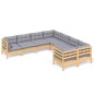 vidaXL Juego de muebles de jardín 8 pzas y cojines madera maciza pino