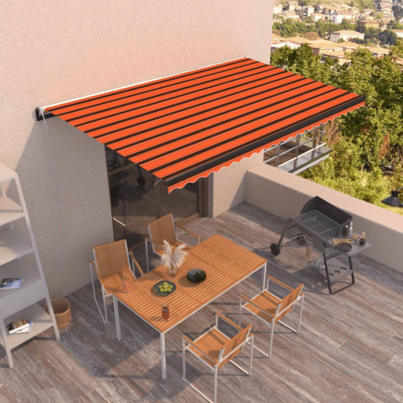 vidaXL Toldo automático retráctil naranja y marrón 500x350 cm vidaXL Toldo automático retráctil naranja y marrón 500x350 cm