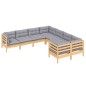vidaXL Juego de muebles de jardín 8 pzas y cojines madera maciza pino