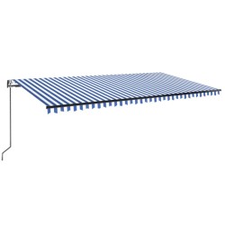 vidaXL Toldo automático LED sensor de viento azul y blanco 600x350 cm