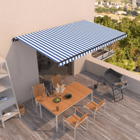 vidaXL Toldo automático retráctil azul y blanco 500x350 cm