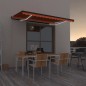 vidaXL Toldo manual retráctil con LED naranja y marrón 450x350 cm vidaXL Toldo manual retráctil con LED naranja y marrón 450x350 cm