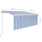 vidaXL Toldo automático retráctil con persiana azul y blanco 3x2,5m vidaXL Toldo automático retráctil con persiana azul y blanco 3x2,5m