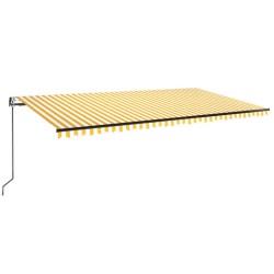vidaXL Toldo automático LED sensor de viento amarillo blanco 600x350cm