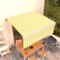 vidaXL Toldo retráctil automático persiana LED 4,5x3m amarillo blanco vidaXL Toldo retráctil automático persiana LED 4,5x3m amarillo blanco