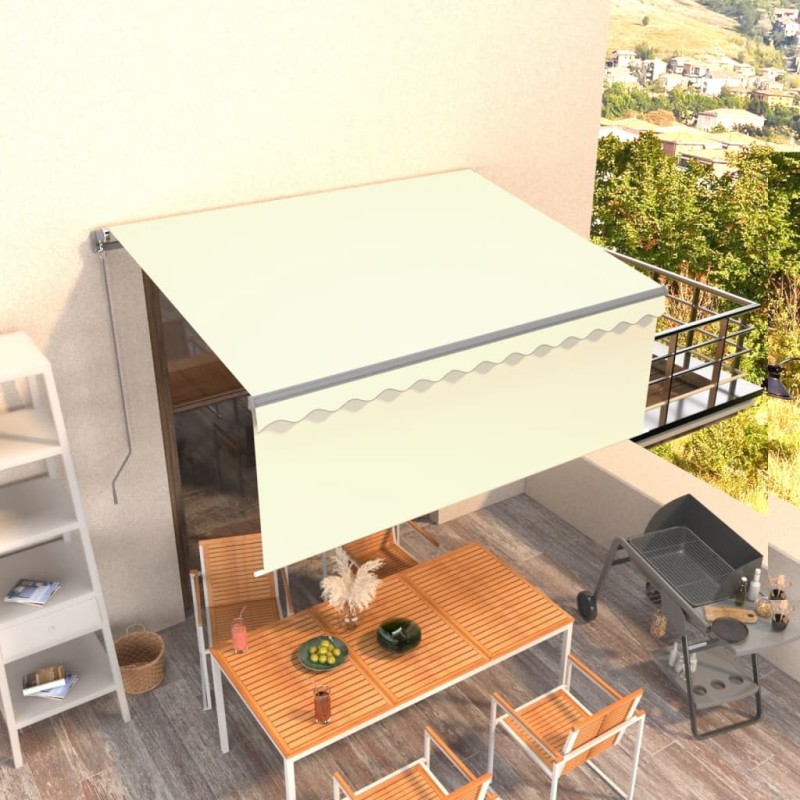 vidaXL Toldo manual retráctil con persiana color crema 3x2,5m vidaXL Toldo manual retráctil con persiana color crema 3x2,5m