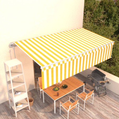 vidaXL Toldo automático retráctil con persiana amarillo y blanco 6x3 m
