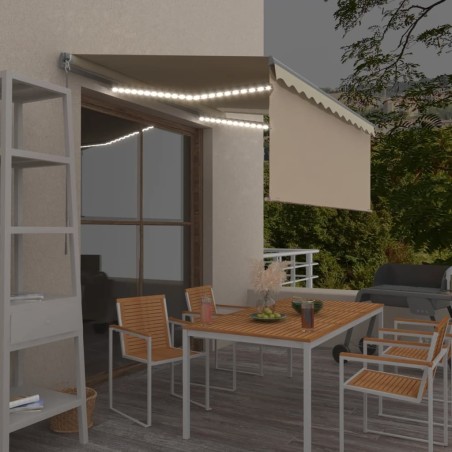 vidaXL Toldo manual retráctil con persiana y LED crema 3x2,5m  