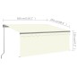 vidaXL Toldo manual retráctil con persiana y LED crema 3x2,5m  