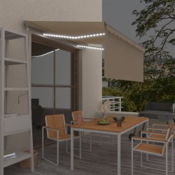 vidaXL Toldo automático persiana LED sensor de viento crema 3,5x2,5m