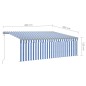 vidaXL Toldo automático persiana LED sensor de viento azul blanco 4x3m  
