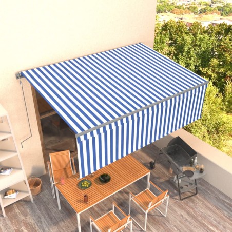 vidaXL Toldo retráctil automático con persiana 4,5x3 m azul y blanco