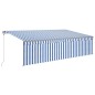 vidaXL Toldo automático persiana LED sensor viento azul blanco 5x3 m vidaXL Toldo automático persiana LED sensor viento azul blanco 5x3 m