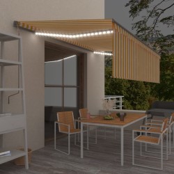 vidaXL Toldo automático persiana LED sensor de viento 5x3m
