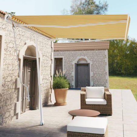 vidaXL Toldo de pie automático amarillo y blanco 300x250 cm
