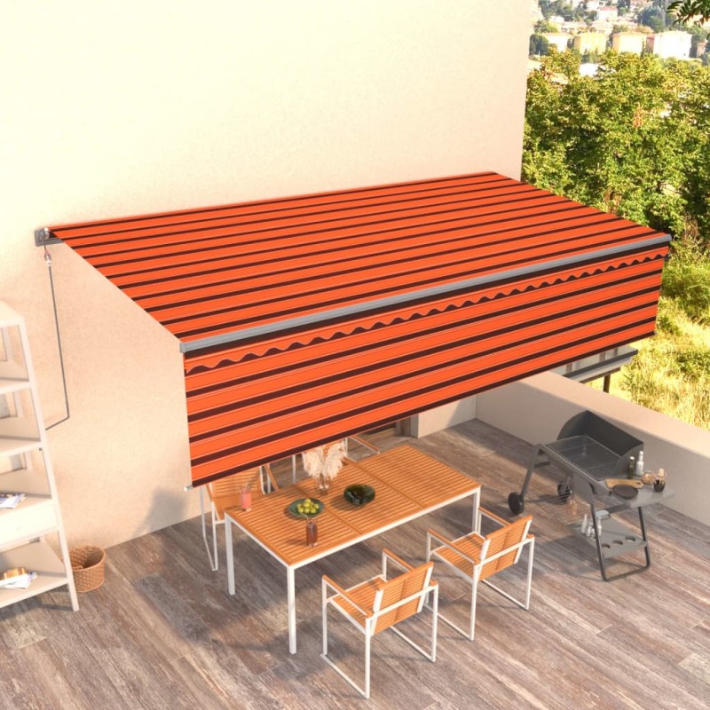 vidaXL Toldo automático retráctil con persiana 6x3 m naranja y marrón vidaXL Toldo automático retráctil con persiana 6x3 m naranja y marrón