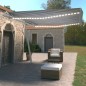 vidaXL Toldo automático LED sensor de viento azul y blanco 450x350 cm vidaXL Toldo automático LED sensor de viento azul y blanco 450x350 cm