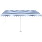 vidaXL Toldo automático LED sensor de viento azul y blanco 450x350 cm vidaXL Toldo automático LED sensor de viento azul y blanco 450x350 cm