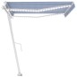 vidaXL Toldo automático LED sensor de viento azul y blanco 450x350 cm vidaXL Toldo automático LED sensor de viento azul y blanco 450x350 cm