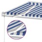 vidaXL Toldo automático LED sensor de viento azul y blanco 450x350 cm vidaXL Toldo automático LED sensor de viento azul y blanco 450x350 cm