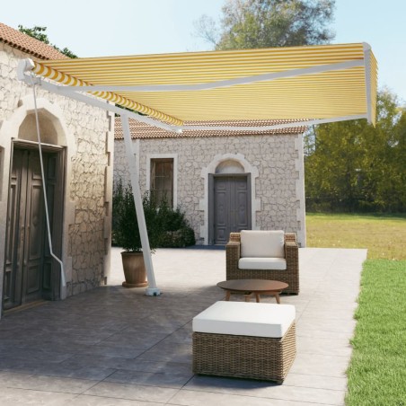 vidaXL Toldo de pie retráctil manual amarillo y blanco 500x350 cm