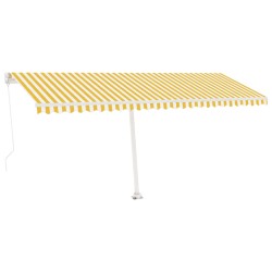 vidaXL Toldo de pie retráctil manual amarillo y blanco 500x350 cm