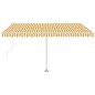 vidaXL Toldo automático LED sensor de viento amarillo blanco 450x350cm vidaXL Toldo automático LED sensor de viento amarillo blanco 450x350cm
