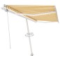 vidaXL Toldo automático LED sensor de viento amarillo blanco 450x350cm vidaXL Toldo automático LED sensor de viento amarillo blanco 450x350cm