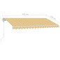 vidaXL Toldo automático LED sensor de viento amarillo blanco 450x350cm vidaXL Toldo automático LED sensor de viento amarillo blanco 450x350cm