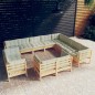 vidaXL Muebles de jardín 12 piezas y cojines madera maciza de pino vidaXL Muebles de jardín 12 piezas y cojines madera maciza de pino