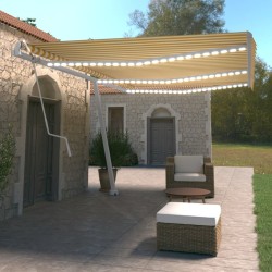 vidaXL Toldo automático LED sensor de viento amarillo blanco 600x350cm
