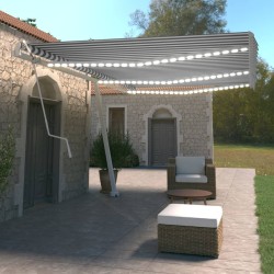 vidaXL Toldo automático LED sensor de viento azul y blanco 600x350 cm