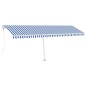 vidaXL Toldo automático LED sensor de viento azul y blanco 600x350 cm vidaXL Toldo automático LED sensor de viento azul y blanco 600x350 cm