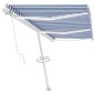 vidaXL Toldo automático LED sensor de viento azul y blanco 600x350 cm vidaXL Toldo automático LED sensor de viento azul y blanco 600x350 cm