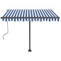 vidaXL Toldo manual retráctil con LED azul y blanco 350x250 cm vidaXL Toldo manual retráctil con LED azul y blanco 350x250 cm