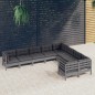 vidaXL Muebles de jardín 9 pzas y cojines gris madera de pino vidaXL Muebles de jardín 9 pzas y cojines gris madera de pino