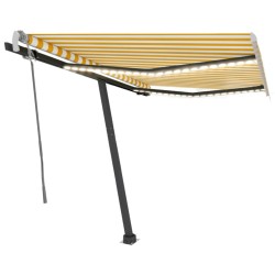 vidaXL Toldo manual retráctil con LED amarillo y blanco 350x250 cm