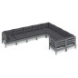 vidaXL Muebles de jardín 9 pzas y cojines gris madera de pino vidaXL Muebles de jardín 9 pzas y cojines gris madera de pino
