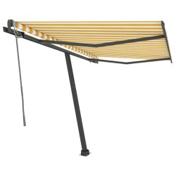vidaXL Toldo de pie automático amarillo y blanco 350x250 cm