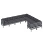 vidaXL Muebles de jardín 9 pzas y cojines gris madera de pino vidaXL Muebles de jardín 9 pzas y cojines gris madera de pino