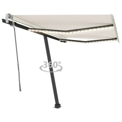 vidaXL Toldo manual retráctil con LED crema 300x250 cm