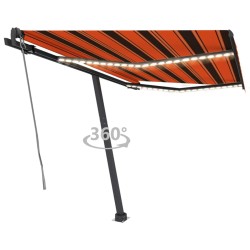 vidaXL Toldo automático LED sensor de viento naranja marrón 350x250 cm