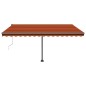 vidaXL Toldo automático LED sensor de viento naranja marrón 450x300 cm vidaXL Toldo automático LED sensor de viento naranja marrón 450x300 cm