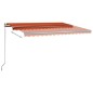 vidaXL Toldo automático LED sensor de viento naranja marrón 450x300 cm vidaXL Toldo automático LED sensor de viento naranja marrón 450x300 cm