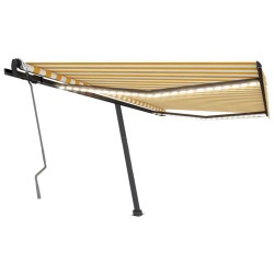 vidaXL Toldo manual retráctil con LED amarillo y blanco 450x300 cm