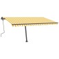 vidaXL Toldo manual retráctil con LED amarillo y blanco 450x300 cm vidaXL Toldo manual retráctil con LED amarillo y blanco 450x300 cm